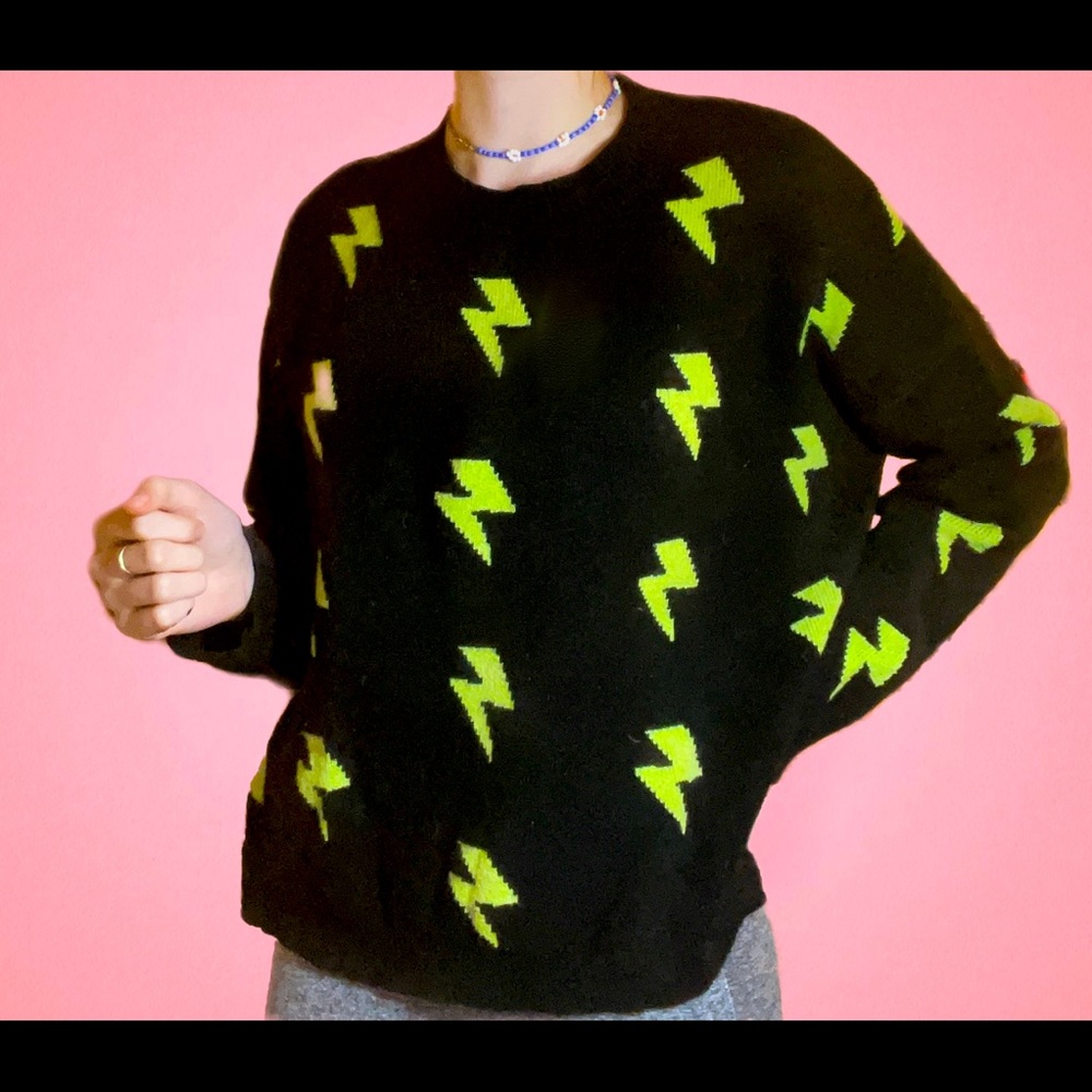 Adika Neon Lightning Bolt Sweater